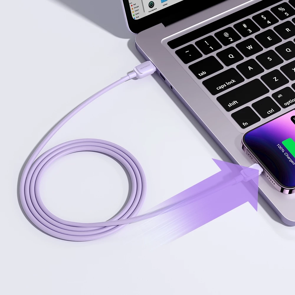Kabllo Joyroom Multi-Color Series A14, Lightning në USB-A, 1.2m, 2.4A, vjollcë