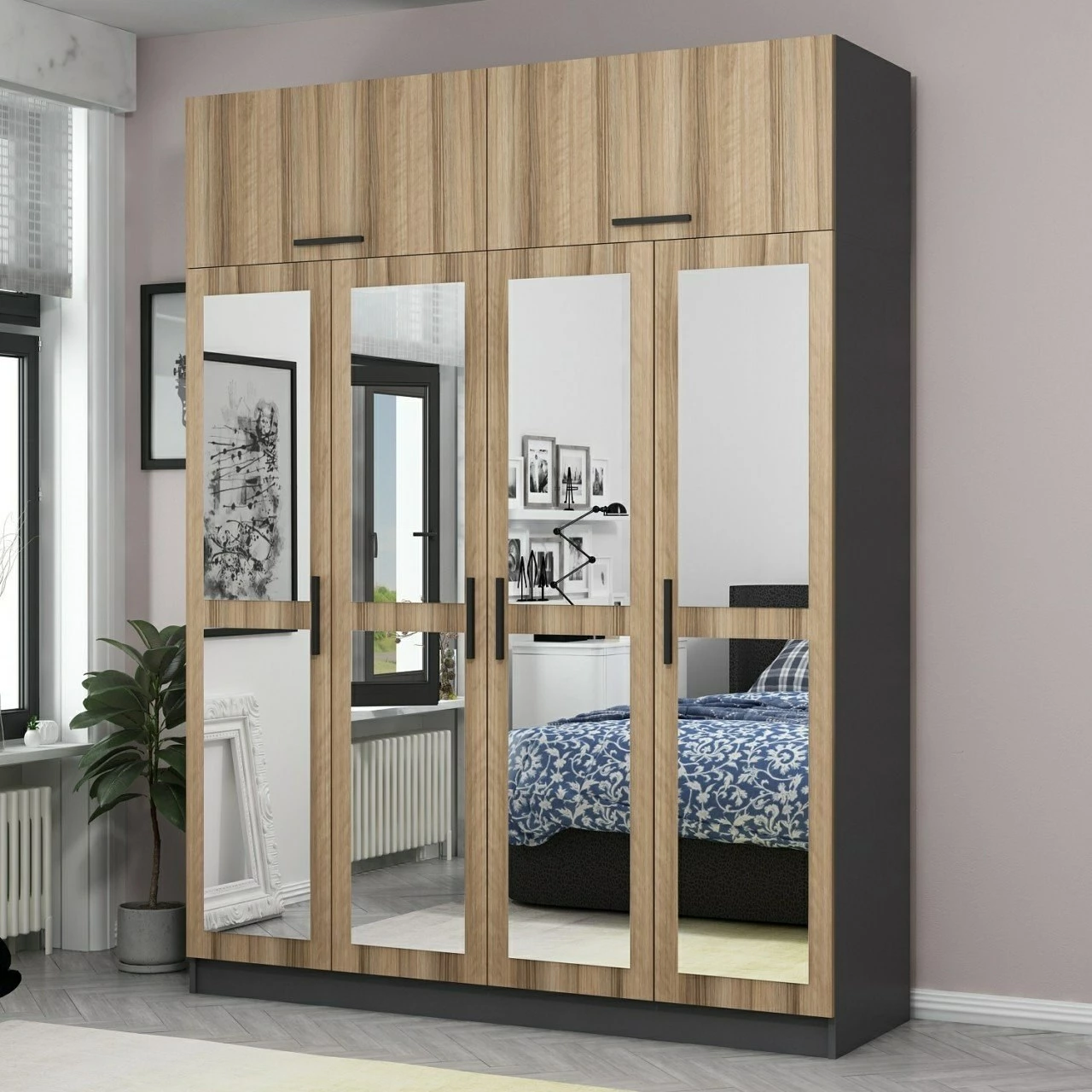 Dollap garderobe, ngjyrë dore, Skye Decor, 180x255x52 cm