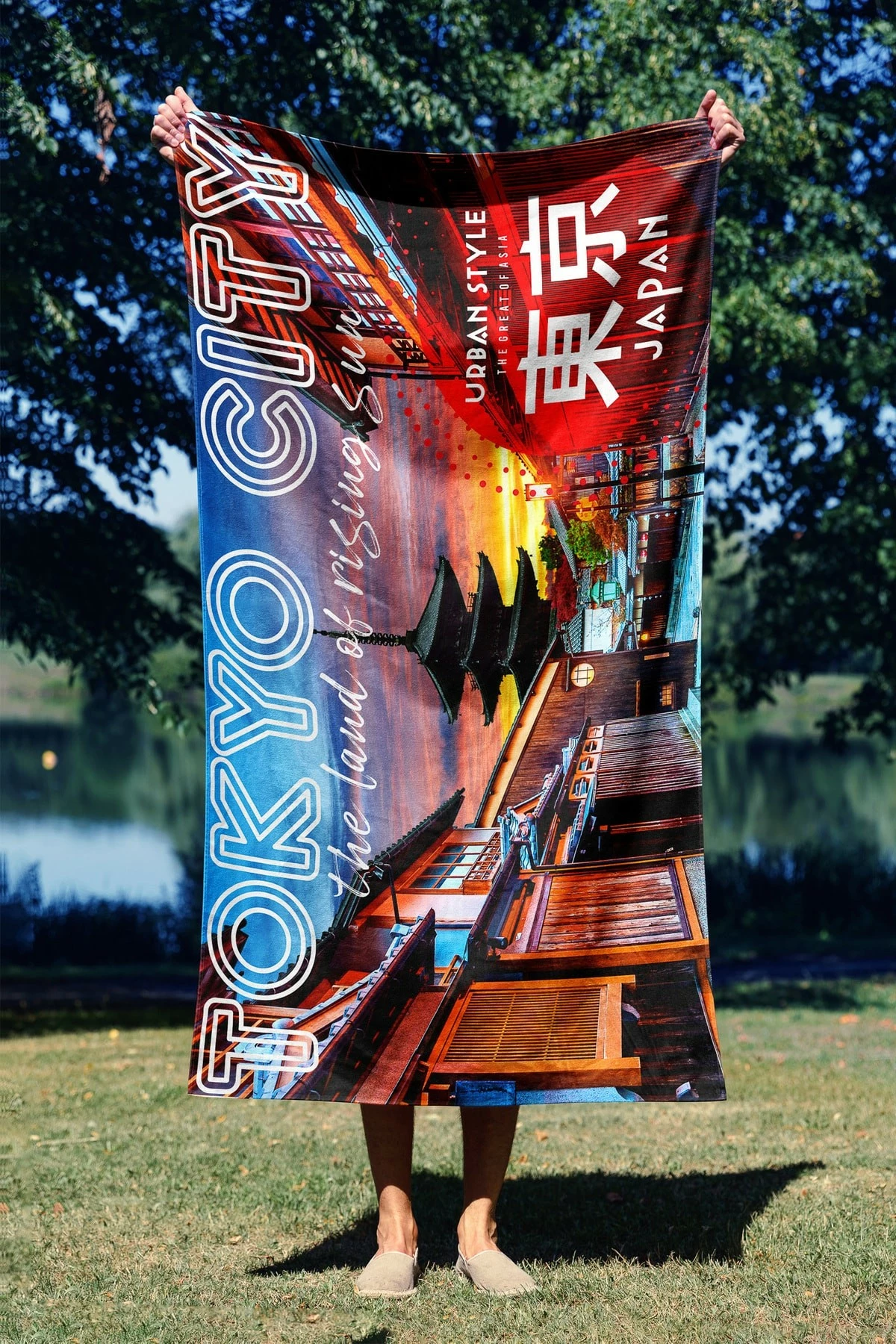 Peshqir plazhi Mijolnir, Tokyo Rising Sun, 70x130cm