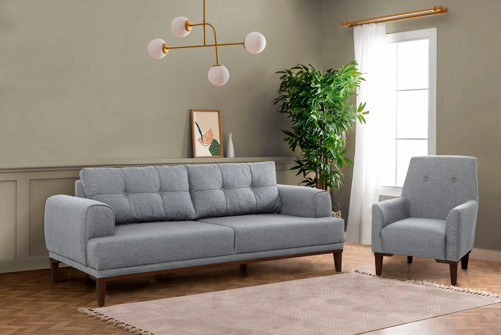 Set divani Atelier del Sofa, Vina, gri dhe arre
