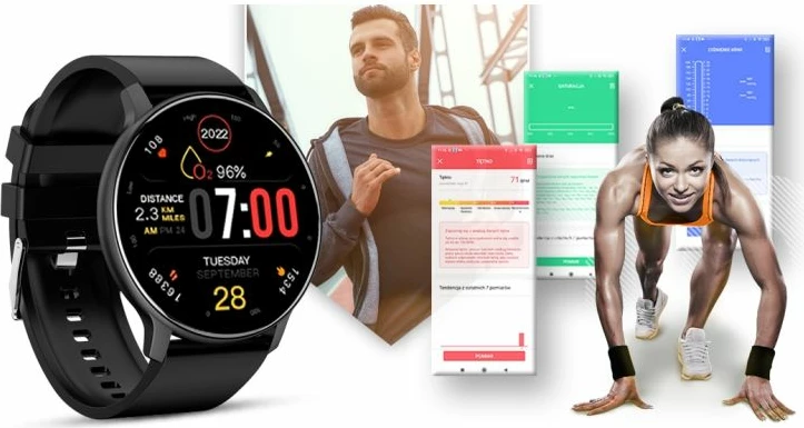Smartwatch Giewont për meshkuj, e zezë