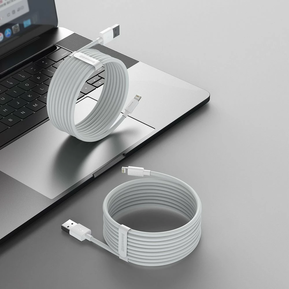 Kabllo USB-Lightning Baseus TZCALZJ-02, 1.5m, Set 2 copë, Bardhë