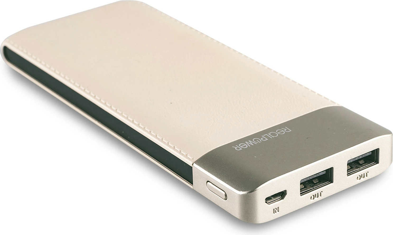Powerbank RealPower PB-8000 Fashion, 8000 mAh, 2x USB, Black/Champagne