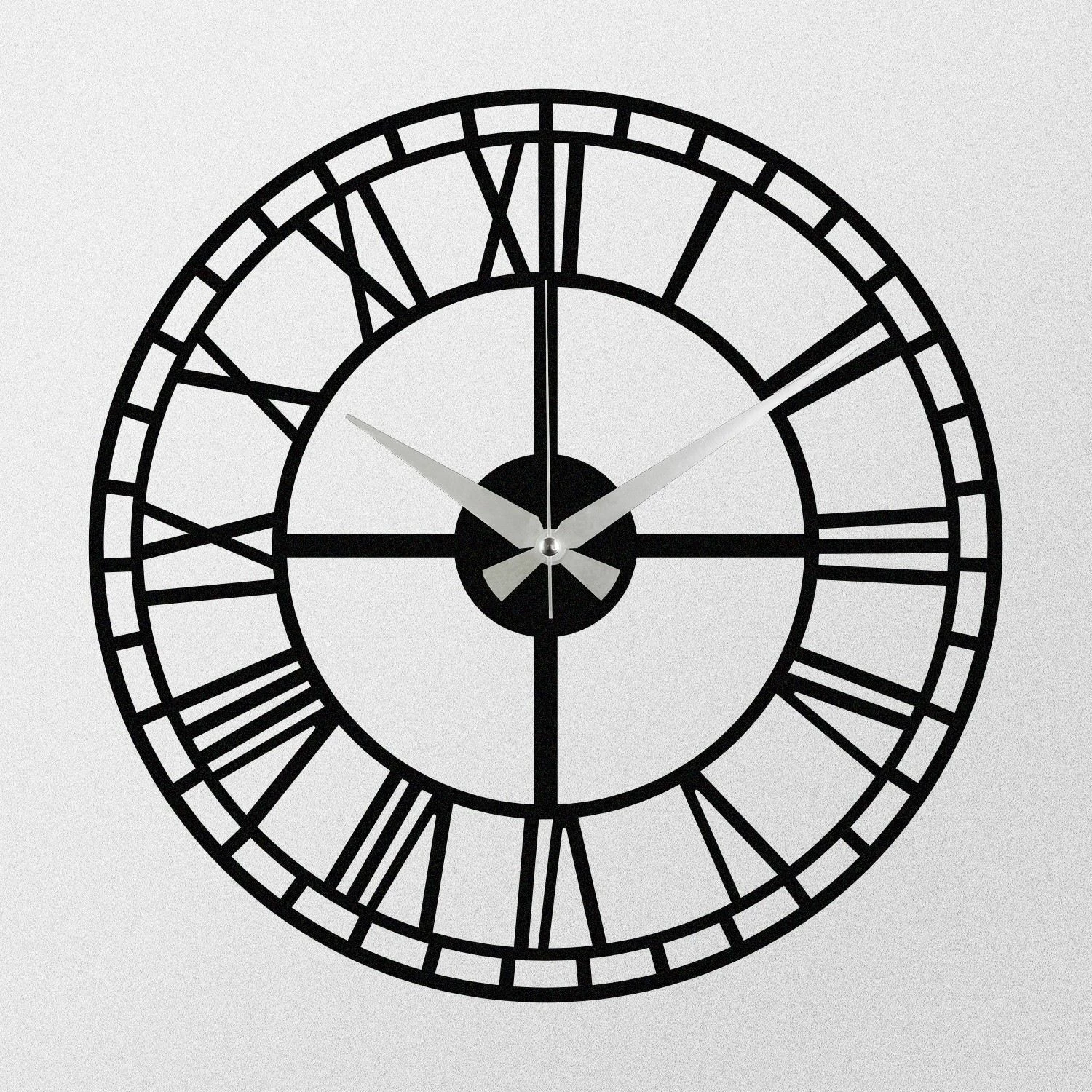 Orë muri dekorative metalike, Wallity Enzoclock - S002, e zezë, 48x48cm