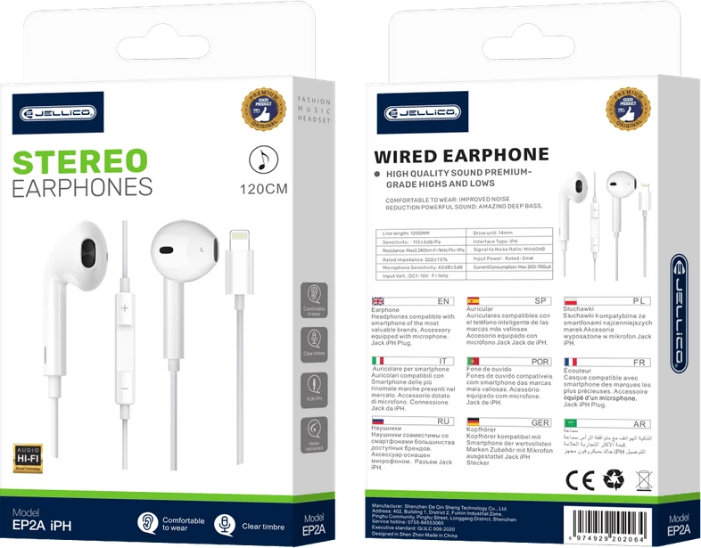 Kufje Jellico EP2A, Lightning, me mikrofon, të bardha