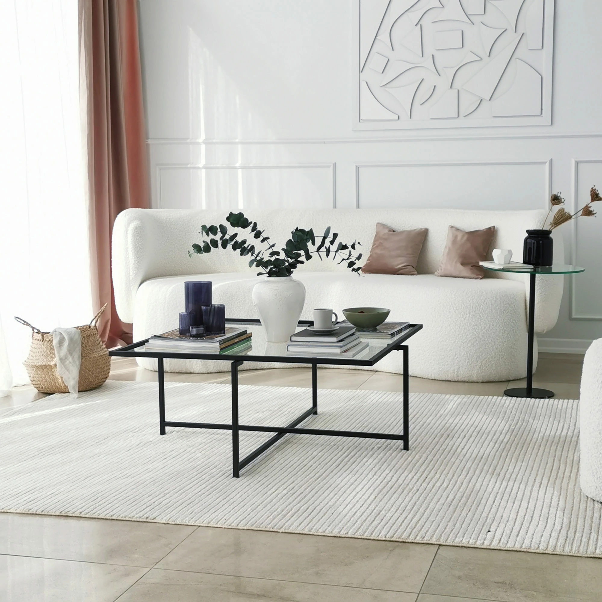 Tavolinë kafeje Hanah Home, Sun S409, ngjyrë e zezë, 85x85x35cm