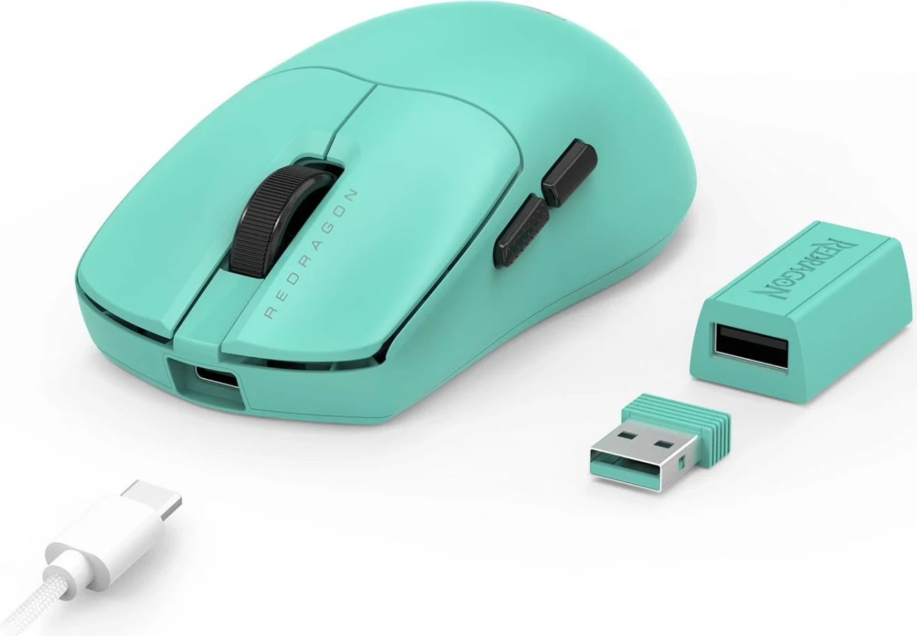 Maus gaming Redragon Axion M933, wireless Bluetooth/2.4G + USB-C, 45000 DPI, 60 g, turkiz