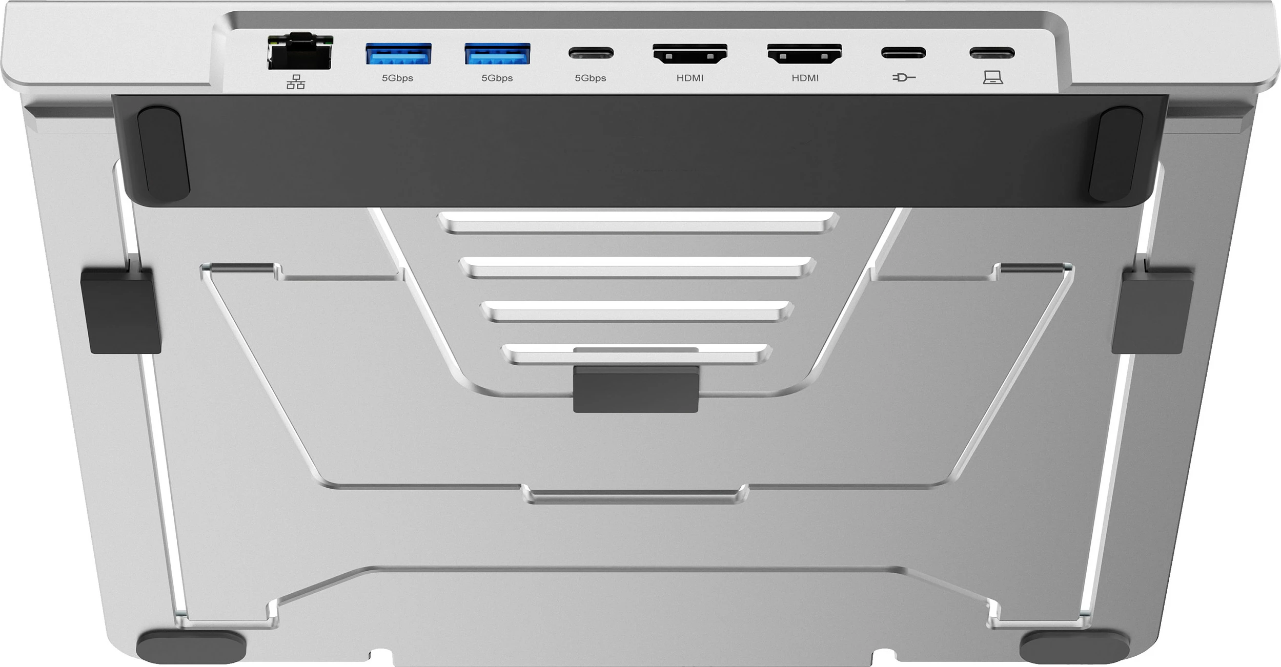 Stendë laptopi Conceptronic, Docking 7-në-1 USB-C, 2x HDMI, RJ-45, alumini, e argjendtë