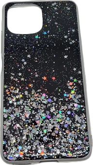 Mbështjellës silikoni me glitter ONASI SPARKLE për Samsung Galaxy A14, e zezë
