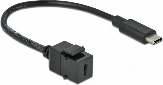 Modul Keystone USB-C DeLOCK 86398, female në male, i rrafshët, i zi