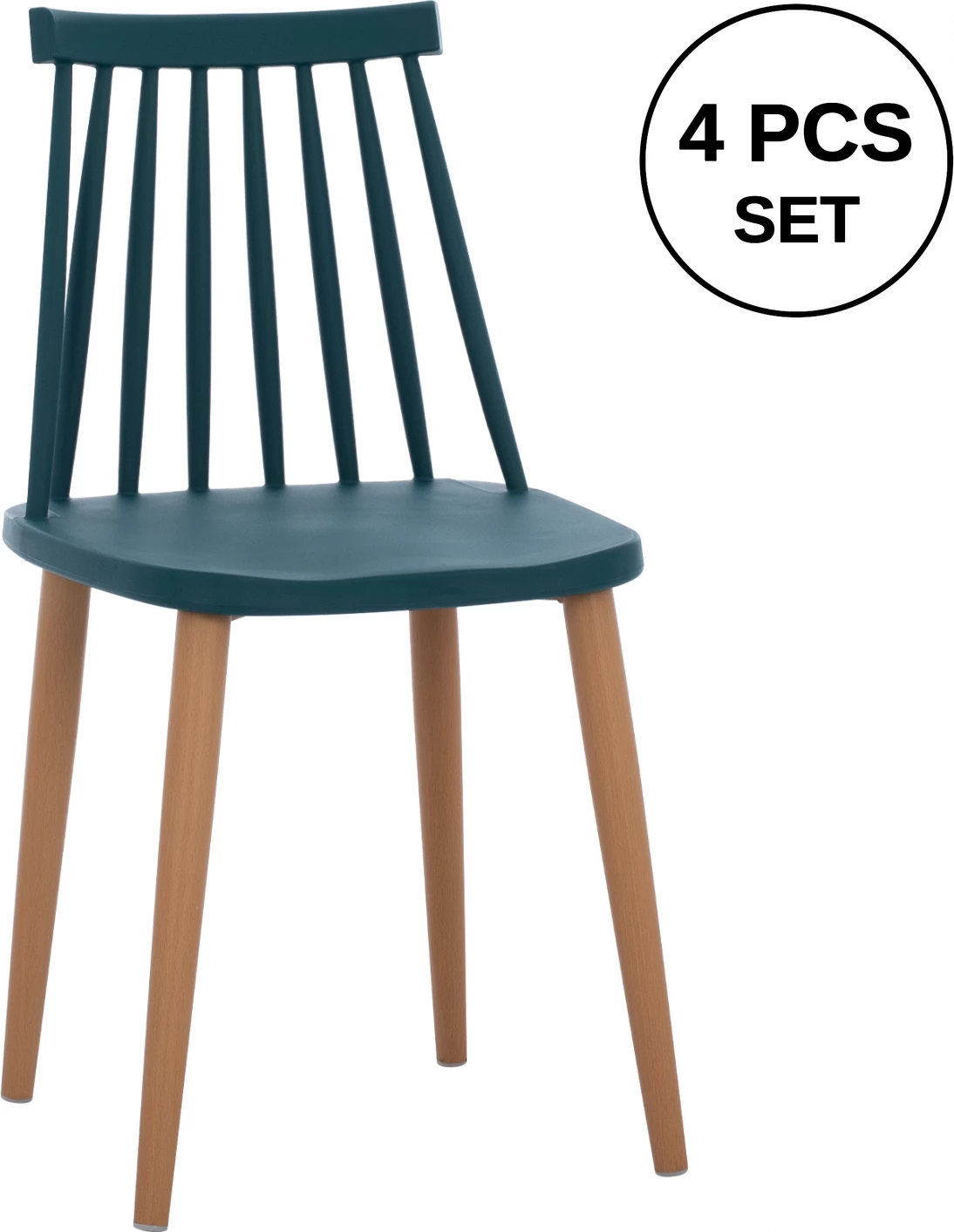 Karrige ngrënieje Vanessa blu me këmbë metalike 43x41x82,5 cm., set prej 4 copë