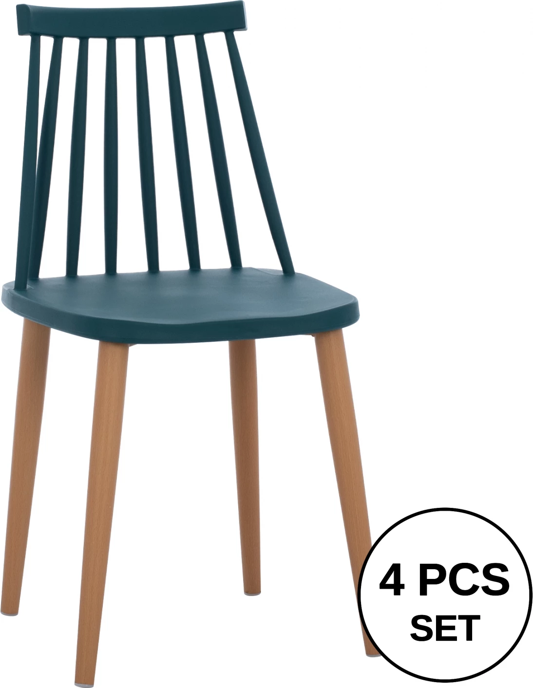 Karrige ngrënieje Vanessa blu me këmbë metalike 43x41x82,5 cm., set prej 4 copë