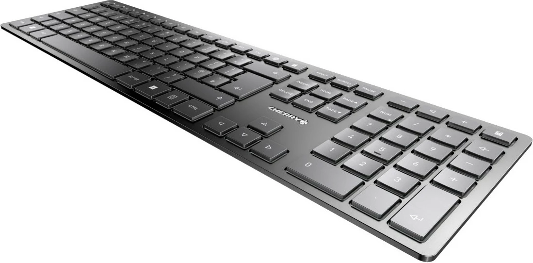 Tastierë Cherry KW 9100 SLIM, Wireless, RF Wireless + Bluetooth, QWERTY, Ngjyrë e zezë