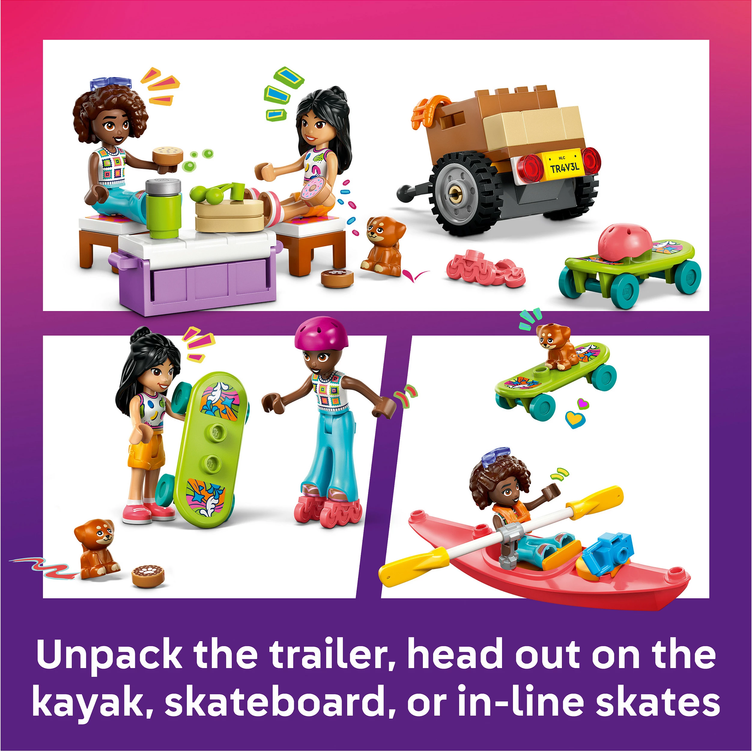 Set ndërtimi LEGO Friends 42659, veturë udhëtimi, 220 copë, e verdhë