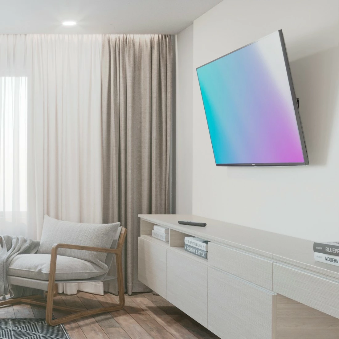 Mbajtës muri për TV Hama 220806, për LCD/LED 19-48 inç, VESA 200x200, i zi