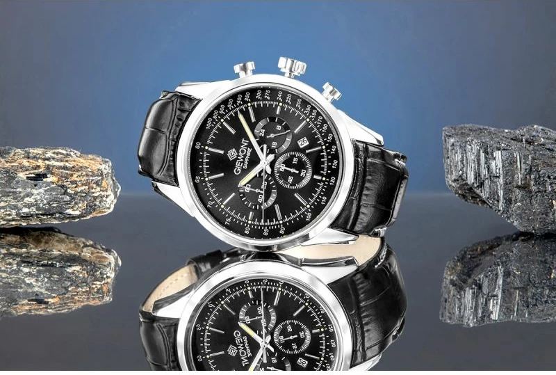 Orë dore meshkuj Giewont GW7650-A2, e zezë/argjendtë