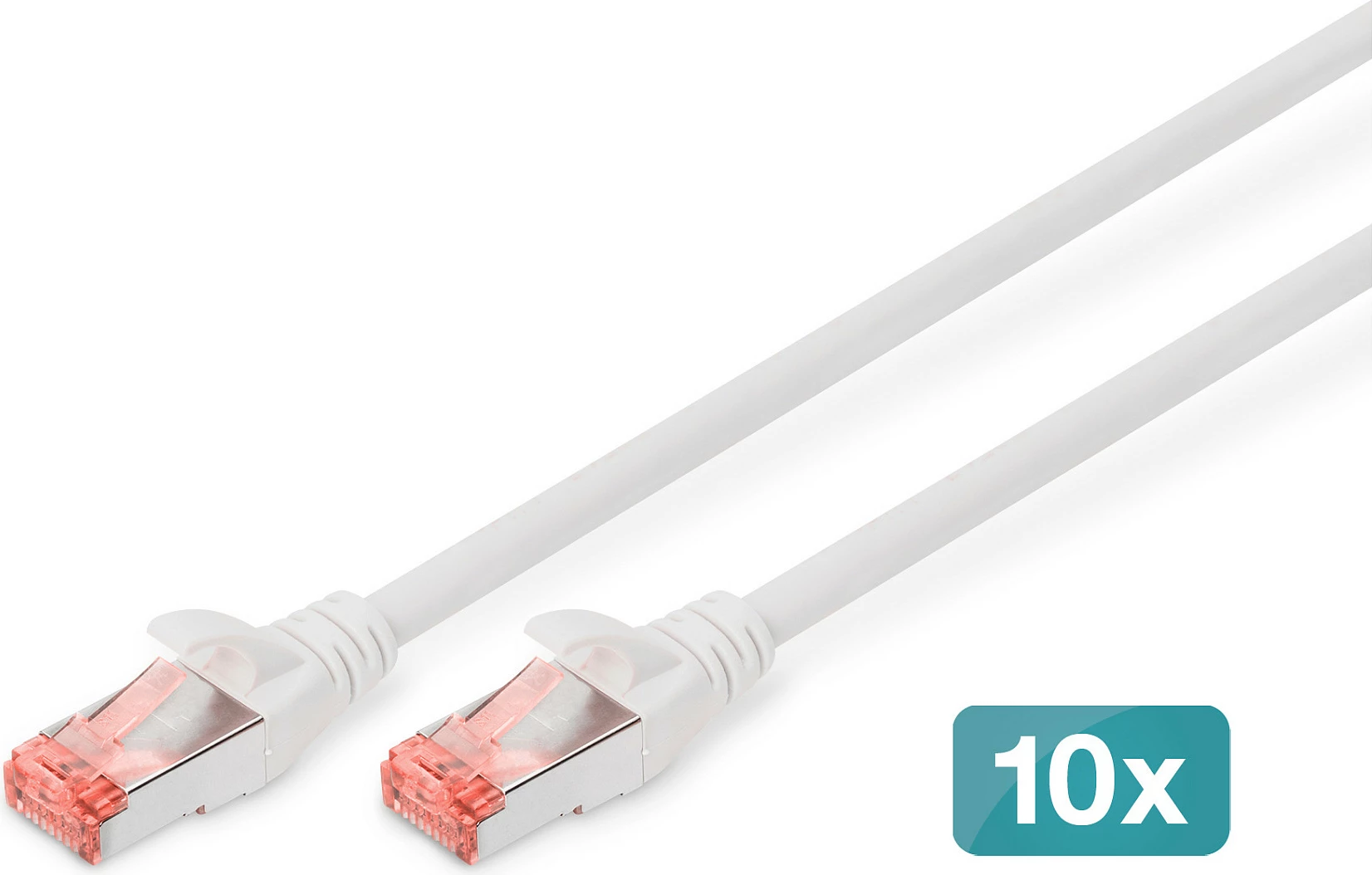 Kabllo rrjeti Cat6 Digitus S/FTP 5m, set 10 copë, RJ-45, e bardhë