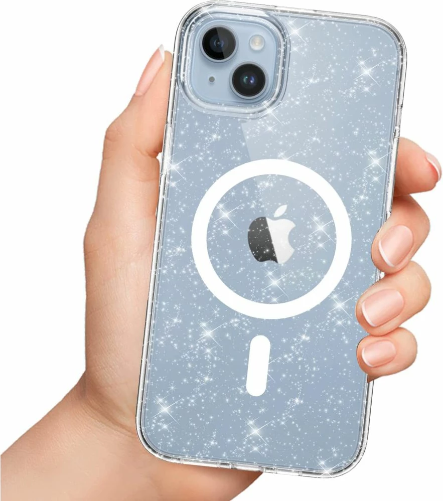 Mbështjellës Tech-Protect FlexAir Hybrid MagSafe për iPhone 13/14, Transparent Glitter