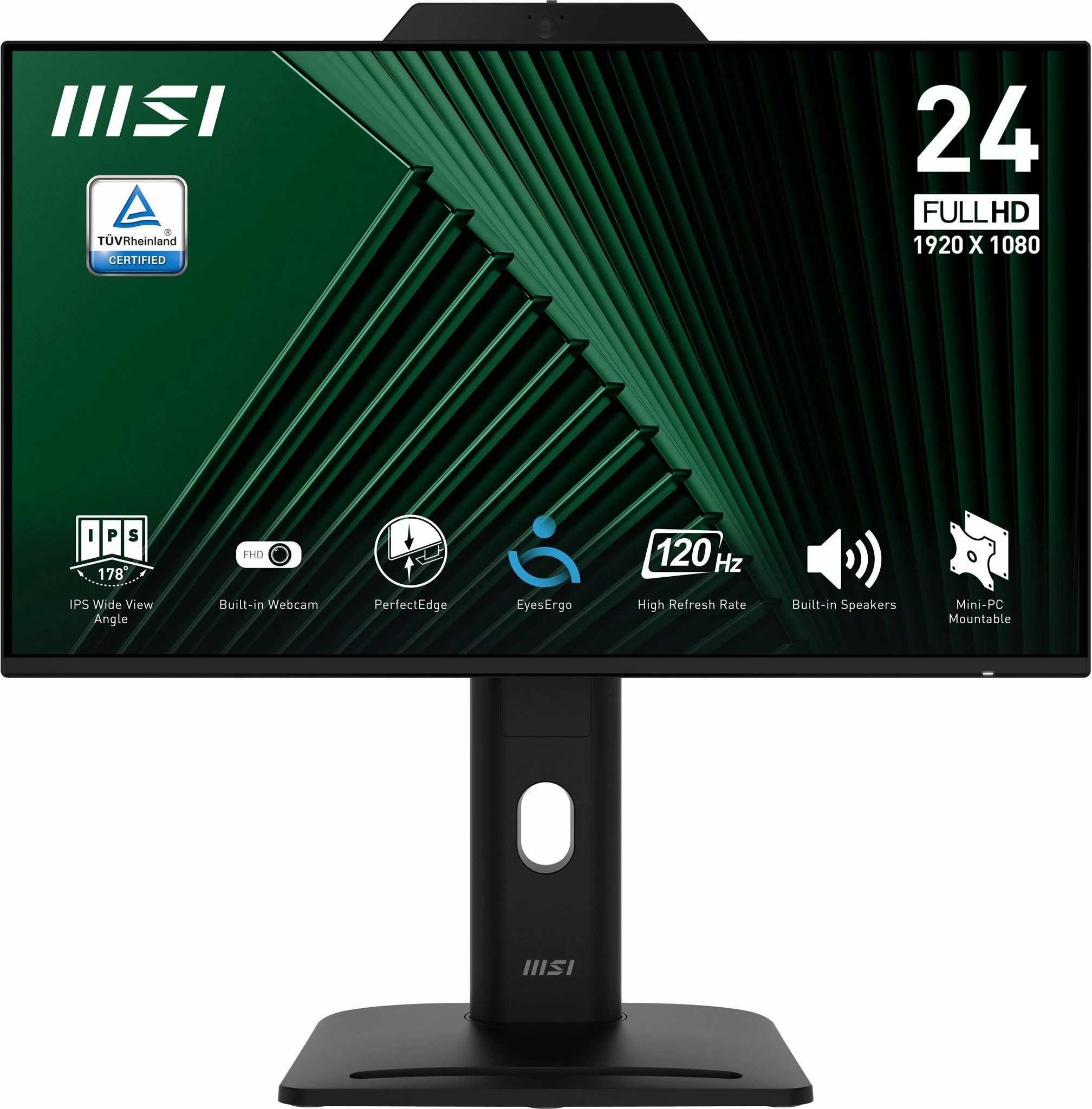 Monitor MSI PRO MP242PMG 23.8" Full HD IPS 120Hz me kamerë dhe altoparlantë, i zi