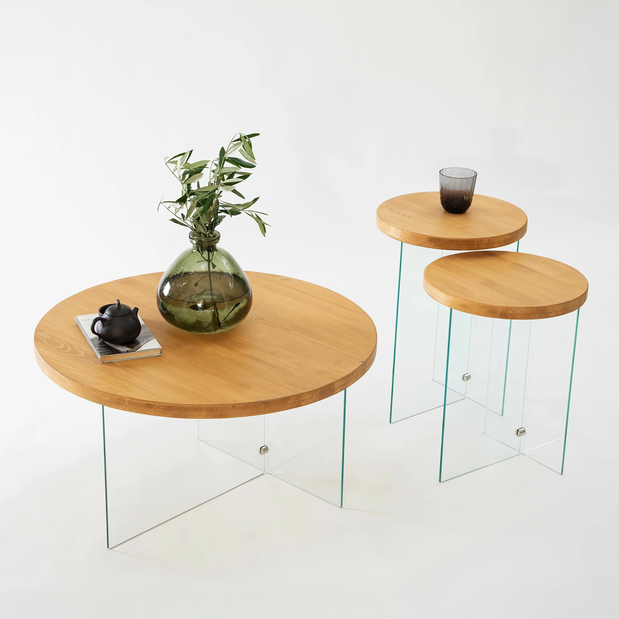 Set tavolinash kafeje Skye Decor, Serenity 2, lis, transparent