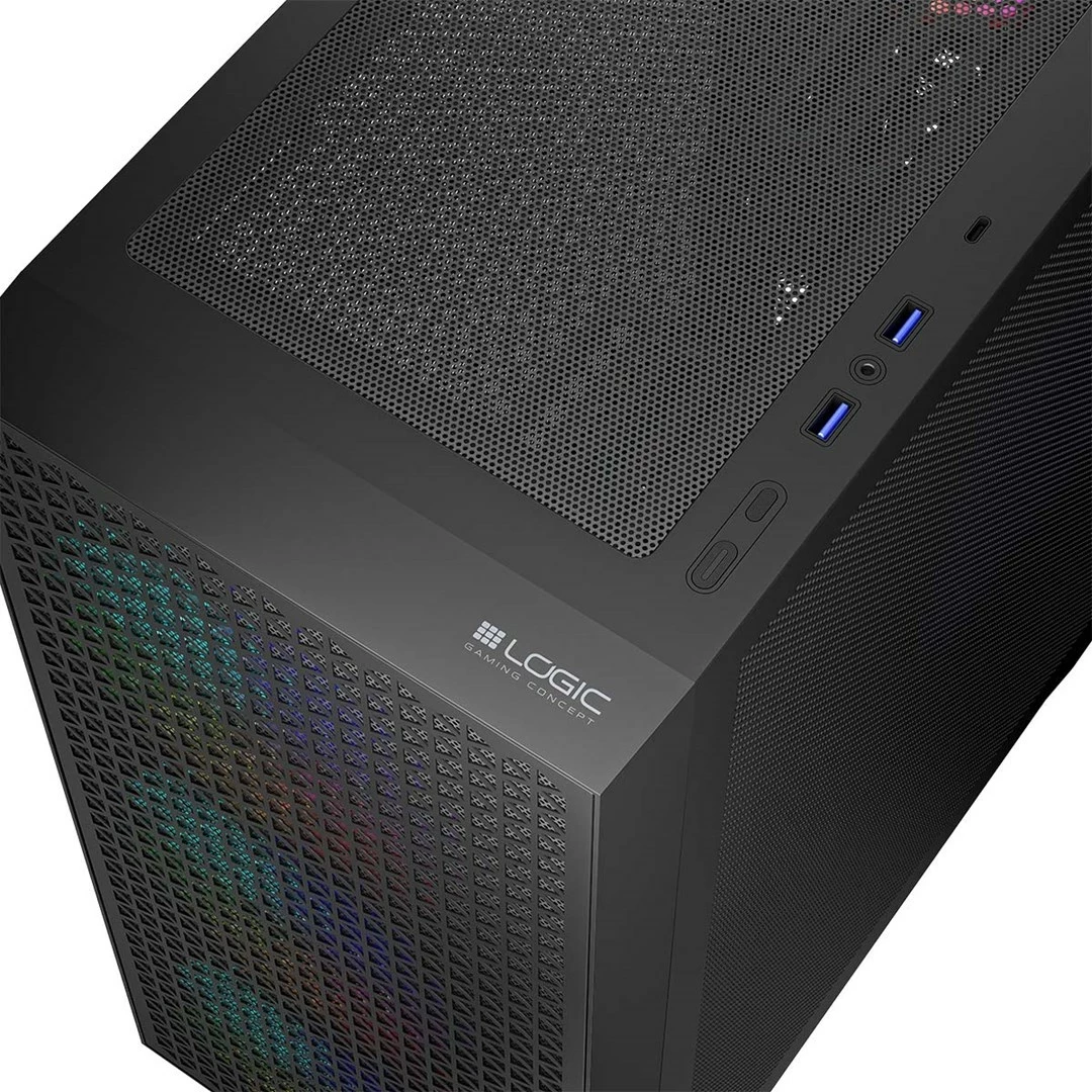 Kasë LOGIC DART PRO ARGB MIDI USB-C, PC, E zezë