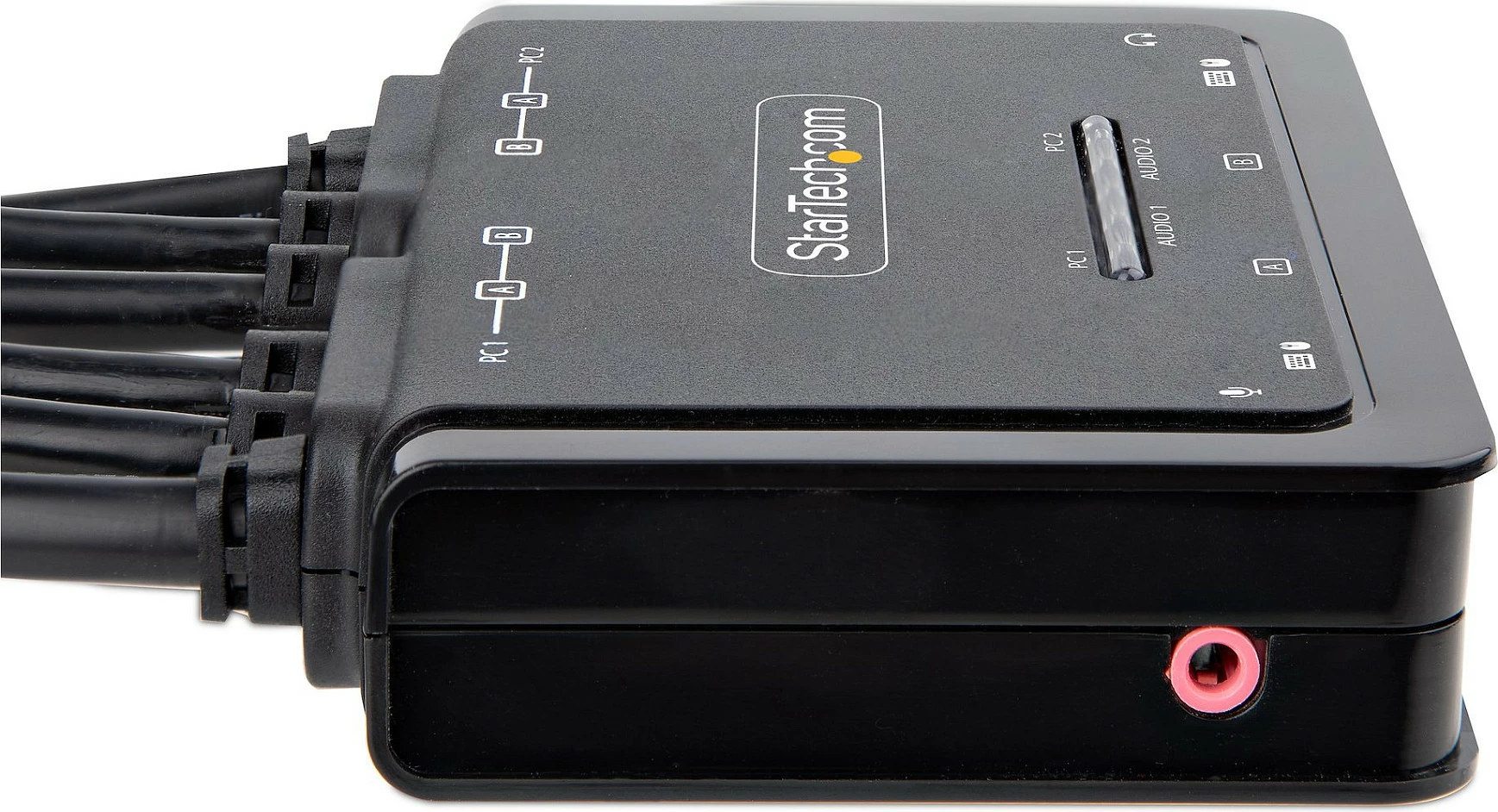Switch KVM StarTech 2-Port Dual Monitor HDMI, 4K 60Hz, kabllo të integrume 1.5m, i zi