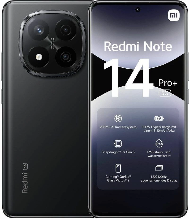 Celular Xiaomi Redmi Note 14 Pro+ 8+256GB 5G Ngjyrë e zezë