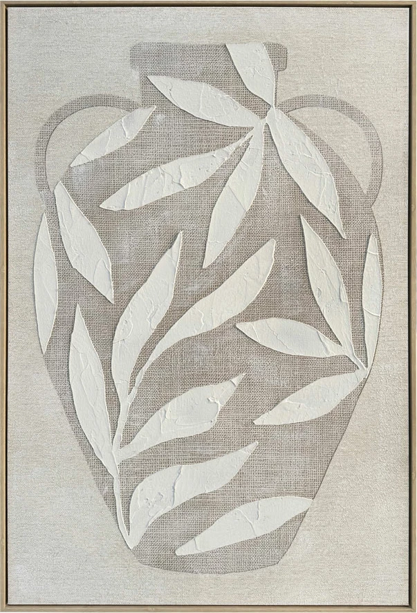 Pikturë dekorative HUSK me kornizë, kanavacë, bezhë e bardhë, 82.6x4.3x122.6cm