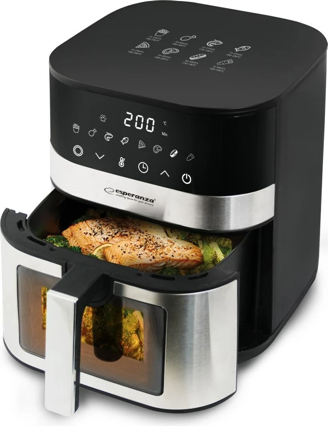 Fritezë me ajër të nxehtë Esperanza EKA003, 5L, 1400W, Inox, e zezë