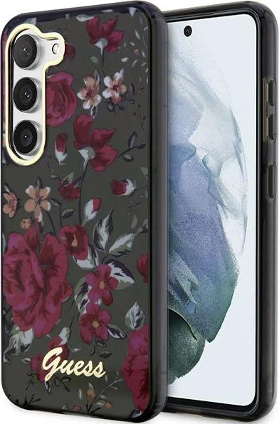 Mbështjellës Guess Flower Collection për Samsung Galaxy S23+ S916, hardcase, jeshil/kaki