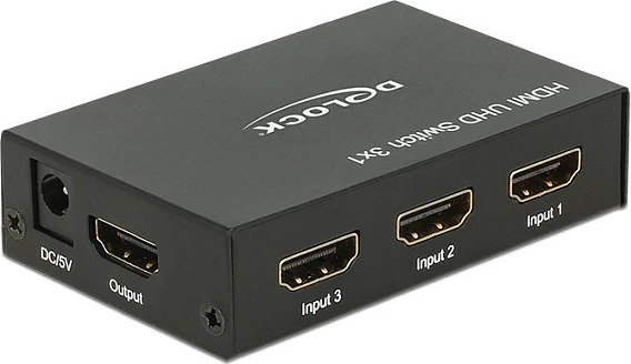 Switch HDMI DeLOCK 18683, 3x1, 4K UHD, 18 Gbit/s, metal, i zi