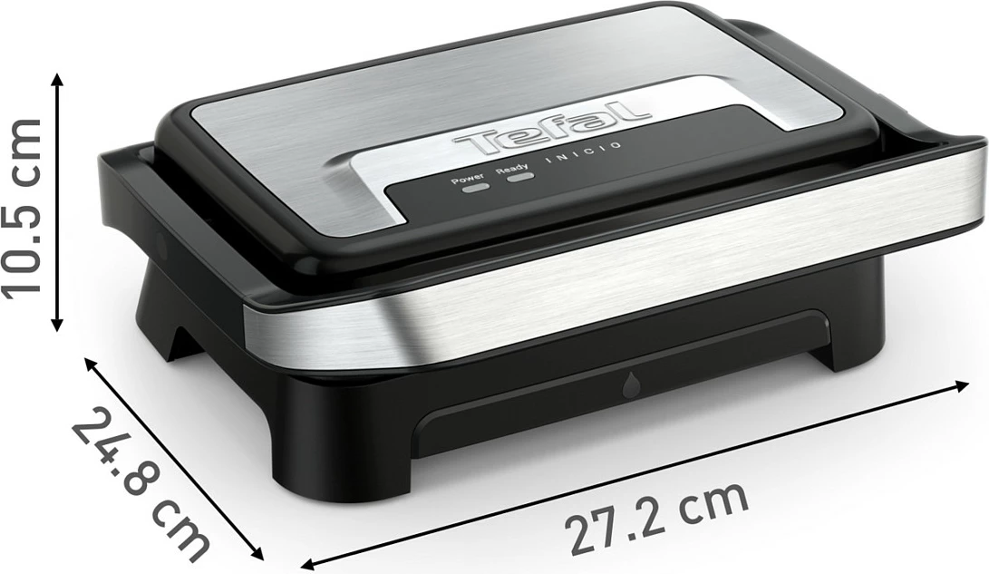 Grill kontakt Tefal Inicio Compact GC270D, 1000W, i zi dhe inox