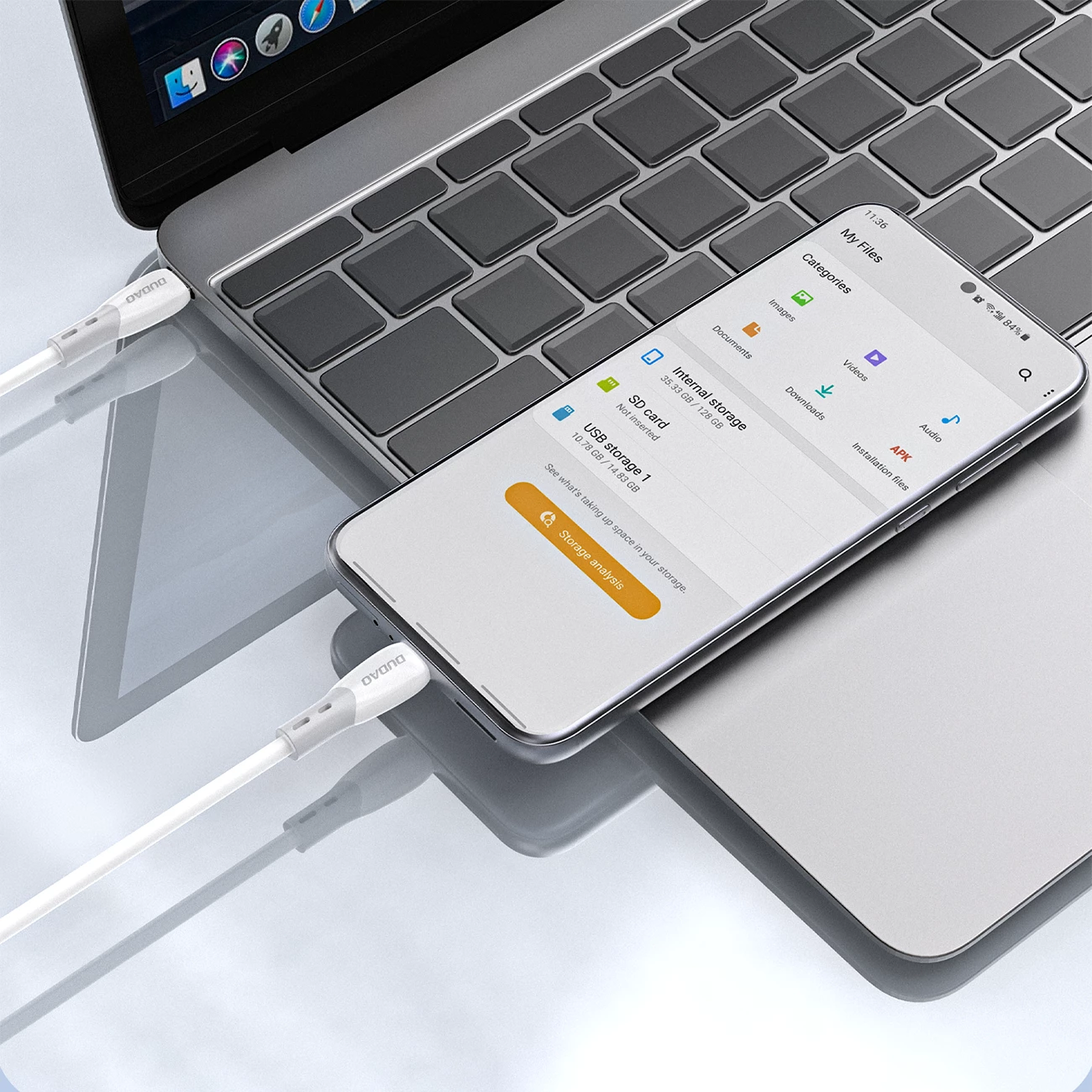 Kabllo USB-C në USB-C Dudao L25SC 60W 2 m, thurje silikoni, e bardhë, në kuti