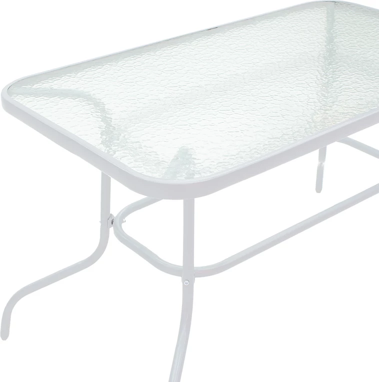 Tavolinë Ensure metal bardhë-xham 120x70x70cm