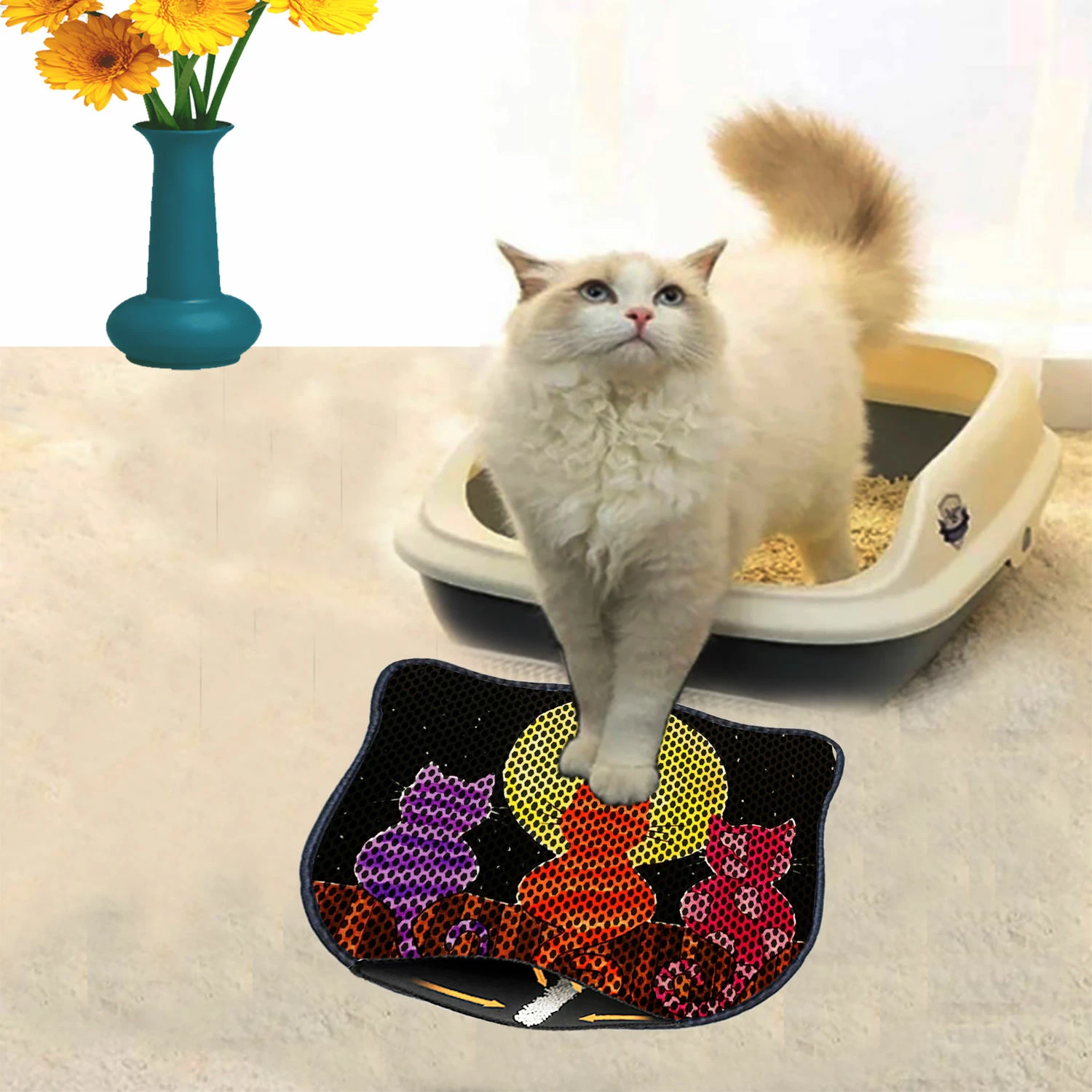 Tapet për rërë të maceve, shumëngjyrësh, Paws & Whiskers, Kdkafa0107