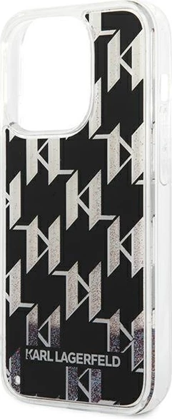 Mbështjellës Karl Lagerfeld KLHCP14XLMNMK për iPhone 14 Pro Max 6.7", i fortë, Liquid Glitter Monogram, zi