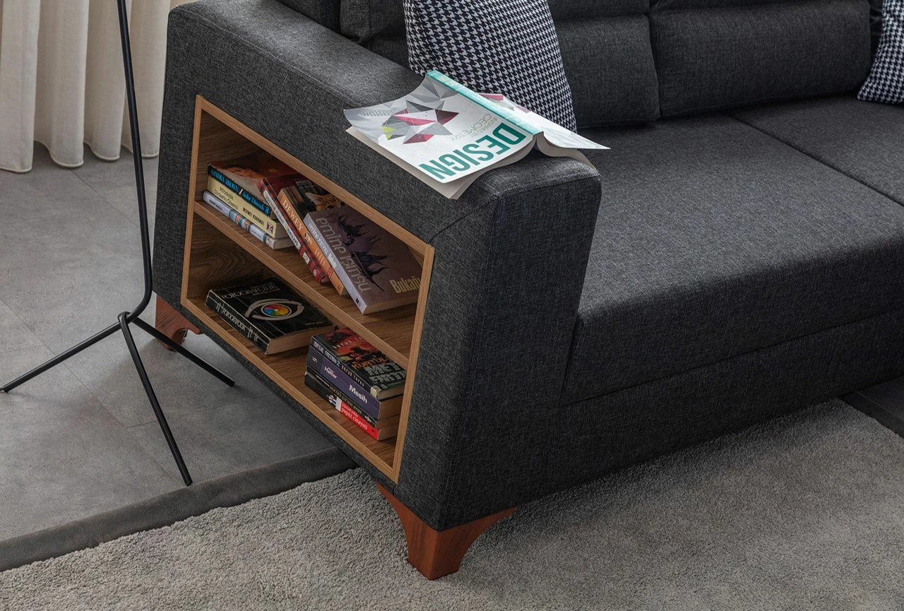 Kënd divan-krevat, ngjyrë antracit, Atelier del Sofa, Tloft majtas