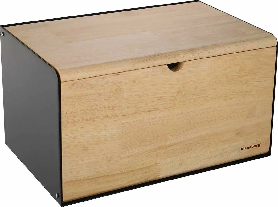 Kuti për bukë Klausberg KB-7386, dru/çelik, 21×35×20 cm, e zezë mat/dru i çelët