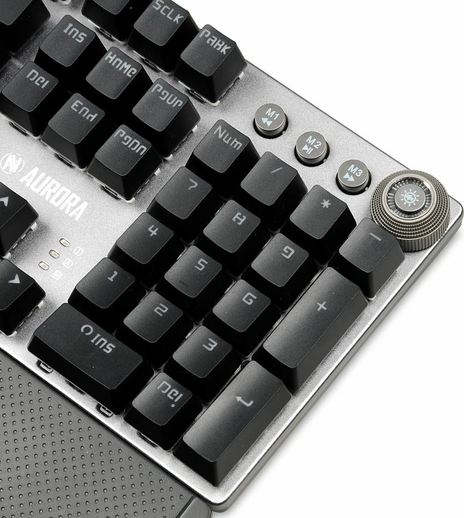 Tastierë mekanike iBOX Aurora K-3, RGB LED, KRGD Brown Switch, USB me kabllo, full-size 100%, me mbështetëse dore magnetike, argjend