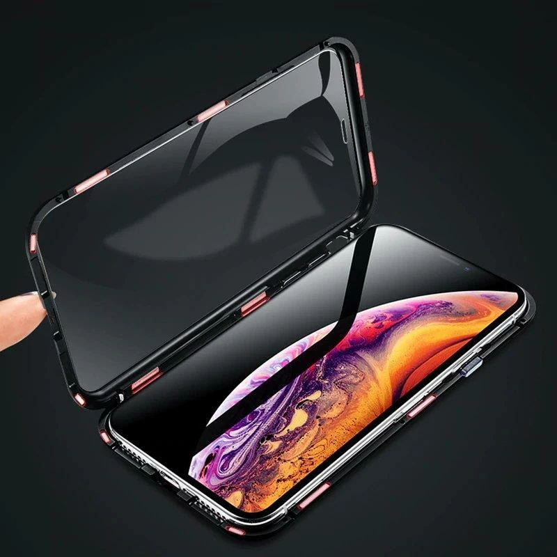 Mbështjellës Wozinsky Full Magnetic Case për Samsung Galaxy A72, xham i integruar, zi-transparent