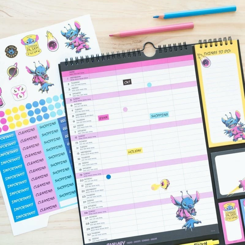 Planer muri Disney Stitch 2024/2025, 29.5x34 cm, 16 muaj