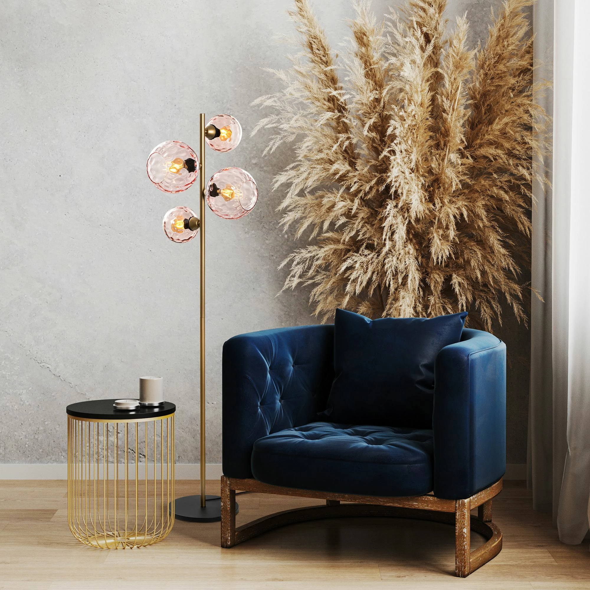 Llambë dyshemeje Opviq, rozë dhe ari, Benek - 20 - 15 - 14523, 35x35x165 cm