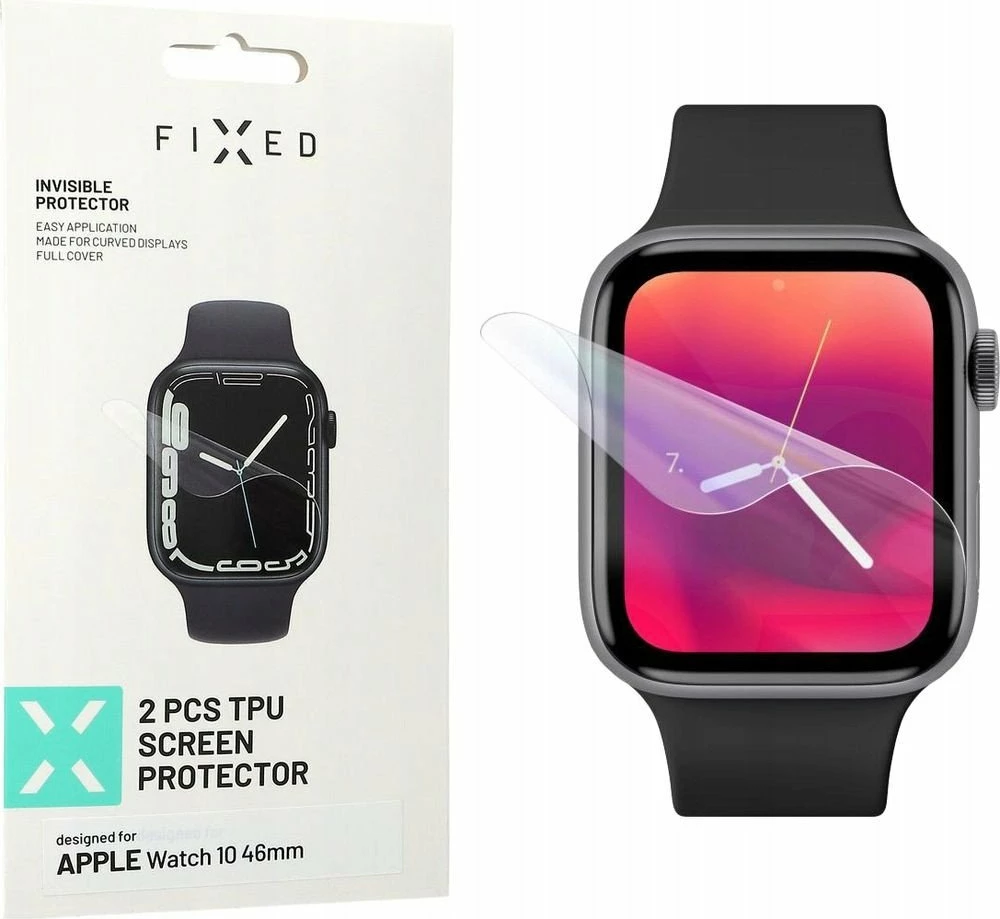 Film mbrojtëse Fixed Invisible Protector për Apple Watch 10 46mm, TPU 0.125mm, 2 copë, Transparent