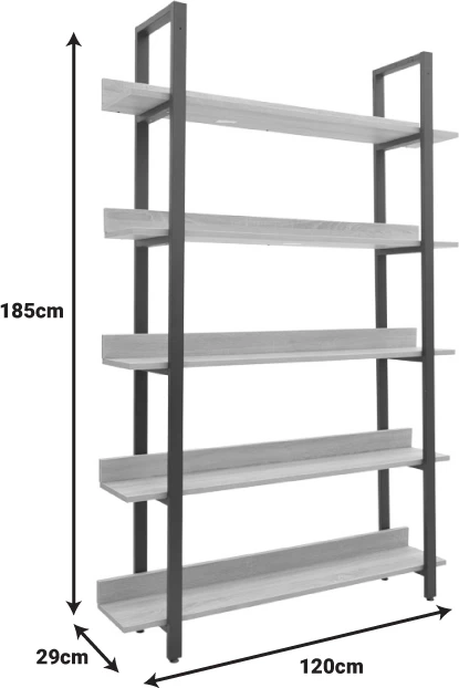 Raft librash Almond, ngjyrë lis e zezë, 120x29x185cm