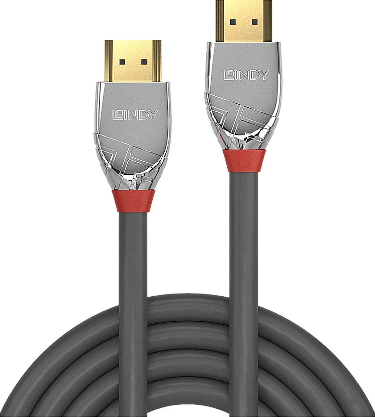 Kabllo HDMI Lindy Cromo Line, 3m, High Speed 4K HDMI 2.0, gri/argjend