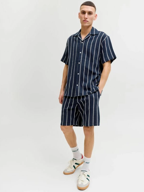 Shorce për meshkuj Jack&Jones JPSTJAIDEN COBA STRIPE JOG SHORTS REG SN 12274413, sky captain/stripes [Madhësia: XL]