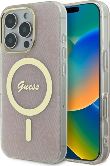 Mbështjellës Guess IML 4G MagSafe për iPhone 16 Pro Max, Rozë
