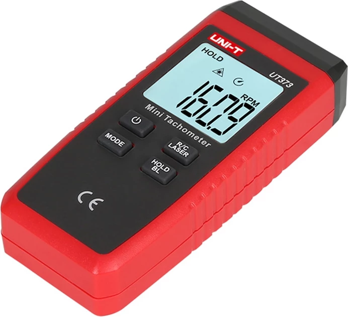 Tahometër pa kontakt, UNI-T UT373, matje 10–99999 RPM, lazer dhe ekran me ndriçim, 3x1.5V R03, i kuq/gri