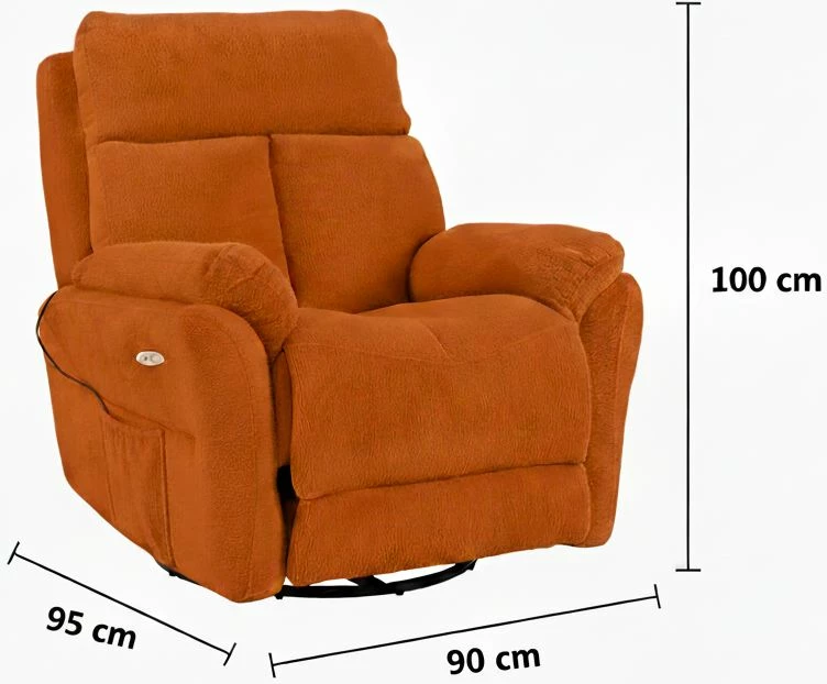Karrige relaksuese Comfera elektrike, ngjyrë e kuqe tullë, Atelier del Sofa
