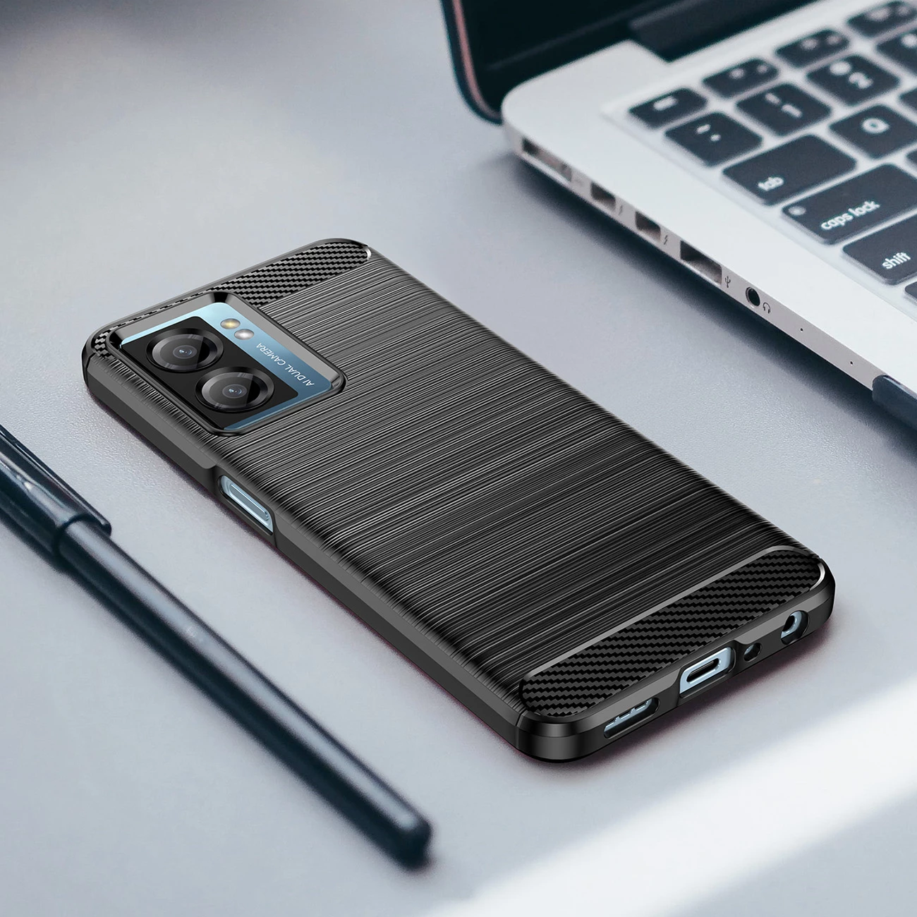 Mbështjellës Hurtel Carbon Case për Xiaomi Poco F4 5G, i zi